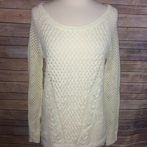 New Jrs Hippie Rose Cream Cable Pullover XL NWTs